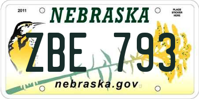 NE license plate ZBE793
