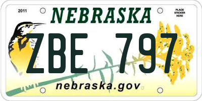 NE license plate ZBE797