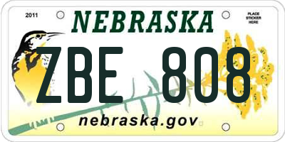 NE license plate ZBE808