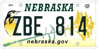 NE license plate ZBE814