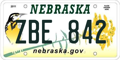 NE license plate ZBE842