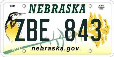NE license plate ZBE843