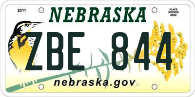 NE license plate ZBE844