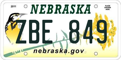 NE license plate ZBE849