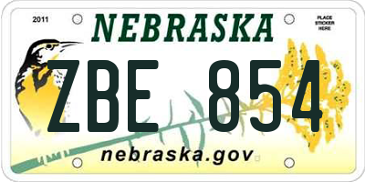 NE license plate ZBE854