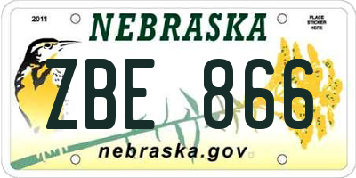 NE license plate ZBE866