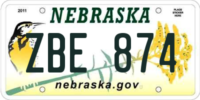 NE license plate ZBE874