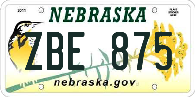 NE license plate ZBE875