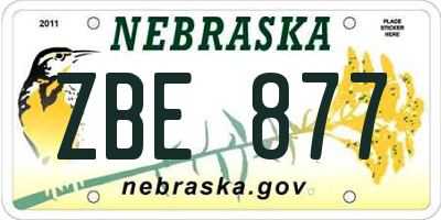 NE license plate ZBE877