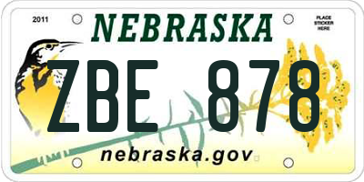 NE license plate ZBE878