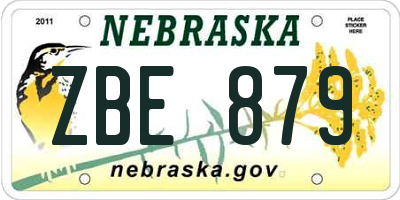 NE license plate ZBE879