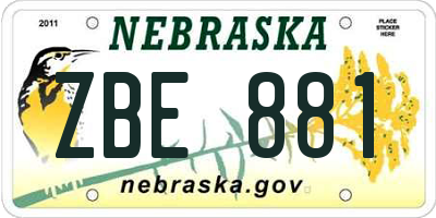 NE license plate ZBE881