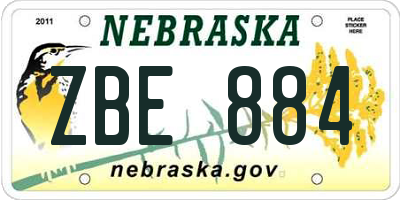 NE license plate ZBE884
