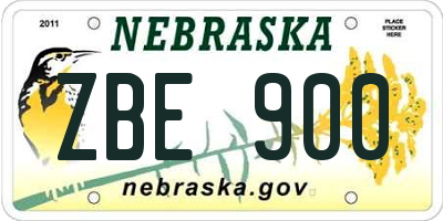 NE license plate ZBE900