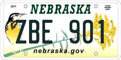 NE license plate ZBE901