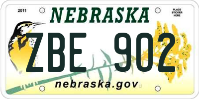 NE license plate ZBE902