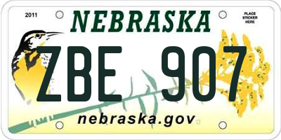 NE license plate ZBE907