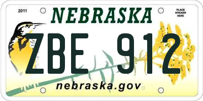 NE license plate ZBE912