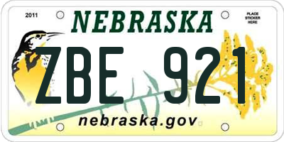 NE license plate ZBE921