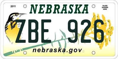 NE license plate ZBE926