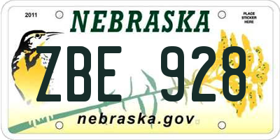 NE license plate ZBE928