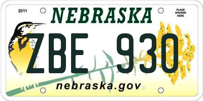 NE license plate ZBE930