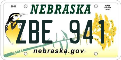NE license plate ZBE941