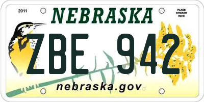 NE license plate ZBE942