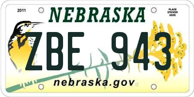 NE license plate ZBE943