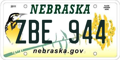 NE license plate ZBE944