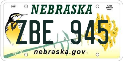 NE license plate ZBE945
