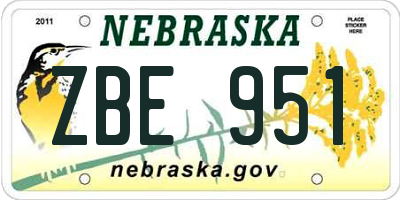 NE license plate ZBE951