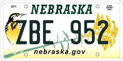 NE license plate ZBE952