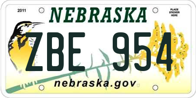 NE license plate ZBE954