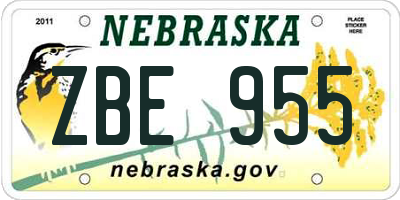 NE license plate ZBE955