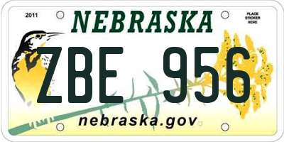 NE license plate ZBE956