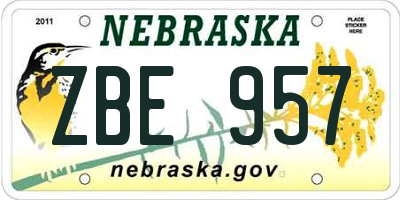 NE license plate ZBE957