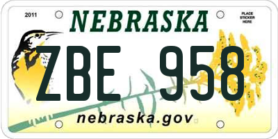 NE license plate ZBE958