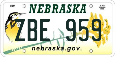 NE license plate ZBE959