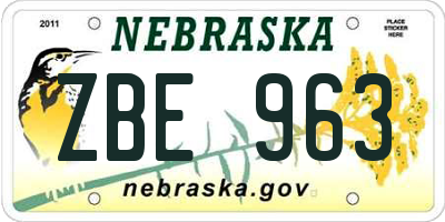 NE license plate ZBE963