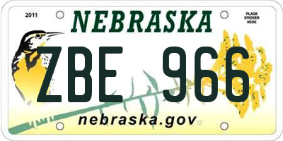NE license plate ZBE966