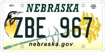 NE license plate ZBE967