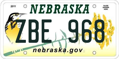 NE license plate ZBE968