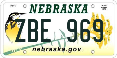 NE license plate ZBE969
