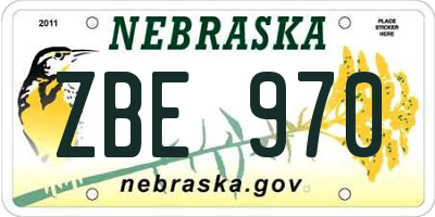 NE license plate ZBE970