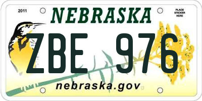 NE license plate ZBE976
