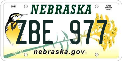 NE license plate ZBE977