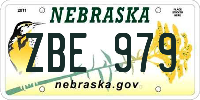 NE license plate ZBE979