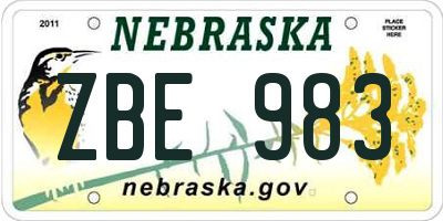 NE license plate ZBE983