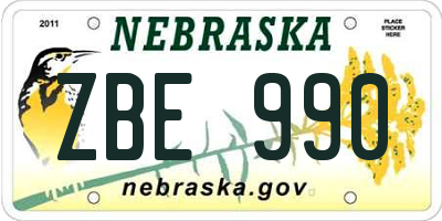 NE license plate ZBE990